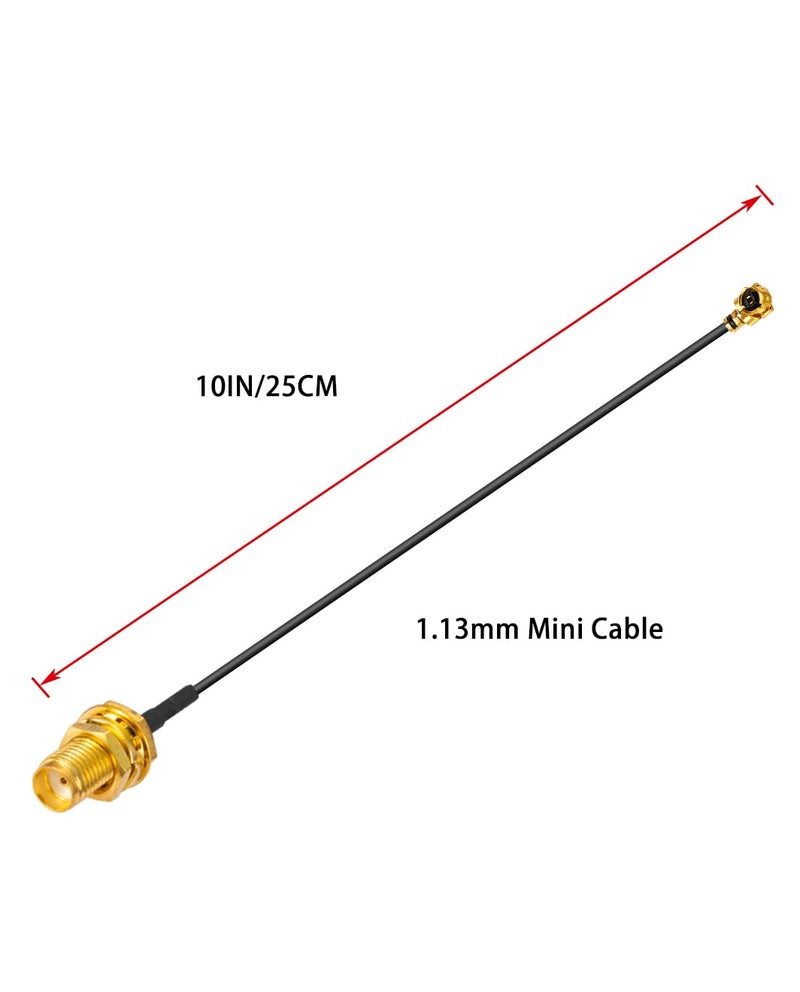 POBADY 2PCS U.F.L1 to SMA Female Low Loss Coaxial Cable 10" /25CM U.F.L1 1.13mm Mini-Coaxial Pigtail Cable for Wireless Routers Mini PCIE Network Cards PCI Wi-Fi WAN Repeater - Image 2